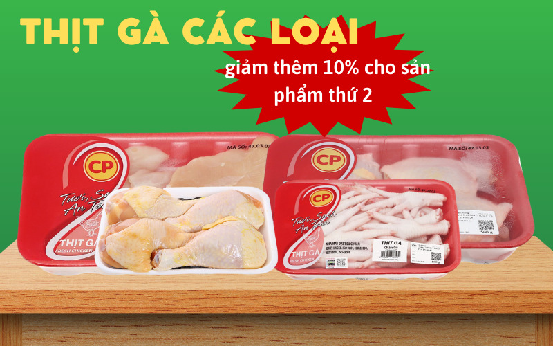 Từ 05/09 – 30/09/2022, mua thịt gà giảm thêm 10% cho sản phẩm thứ 2