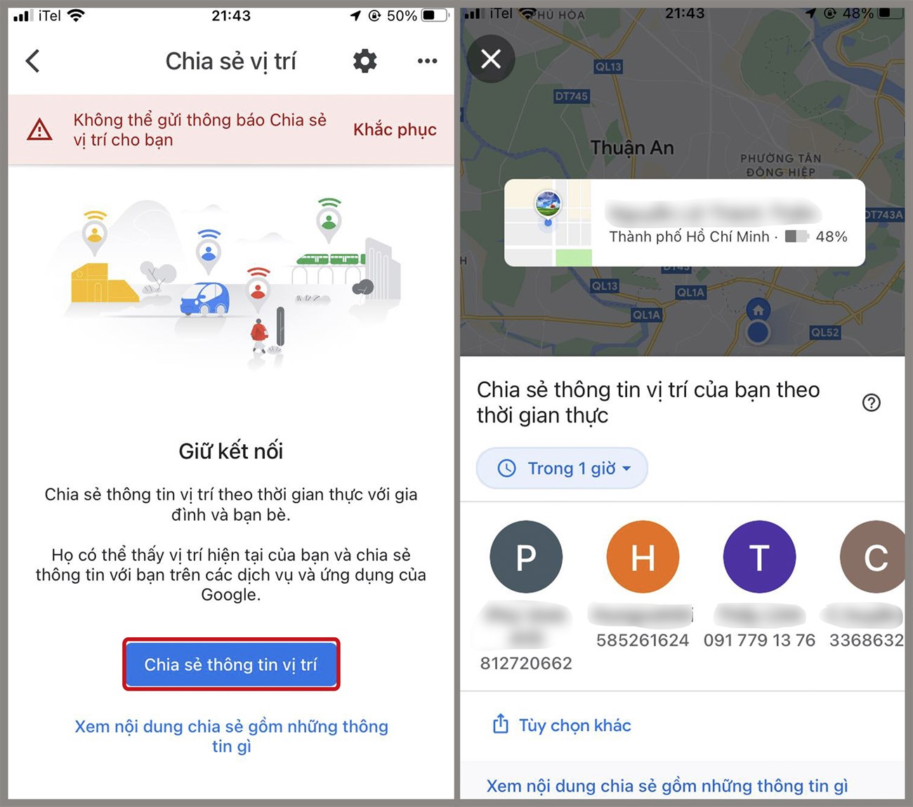 Chia sẻ thông tin vị trí