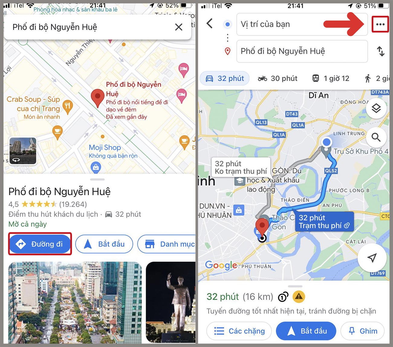 Chọn địa điểm di chuyển