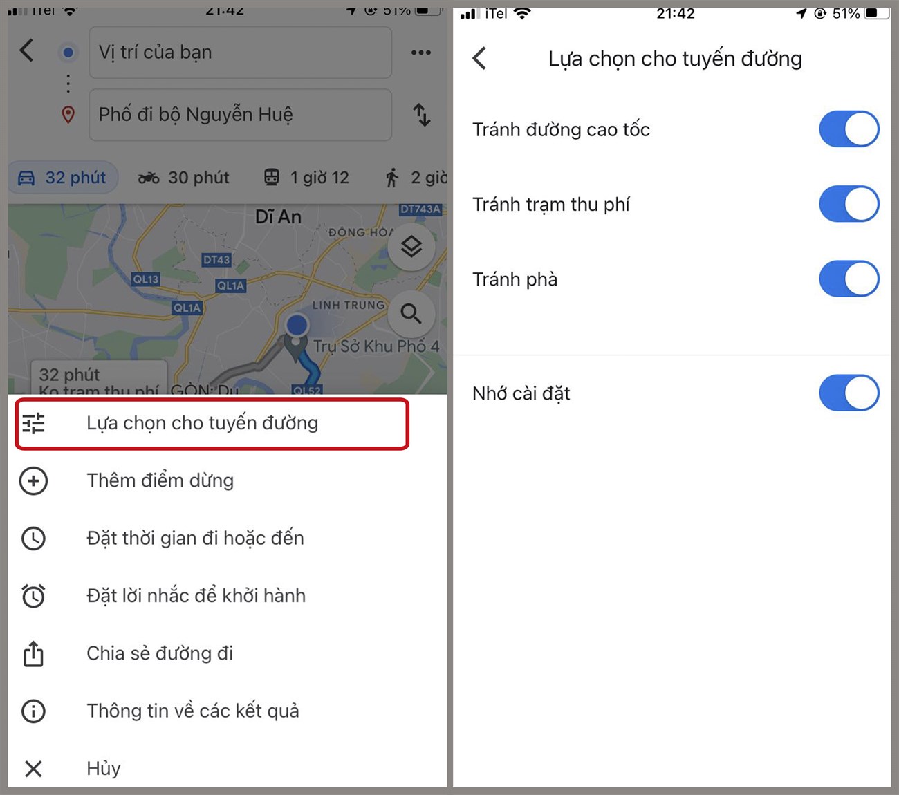 Lựa chọn tuyến đường 