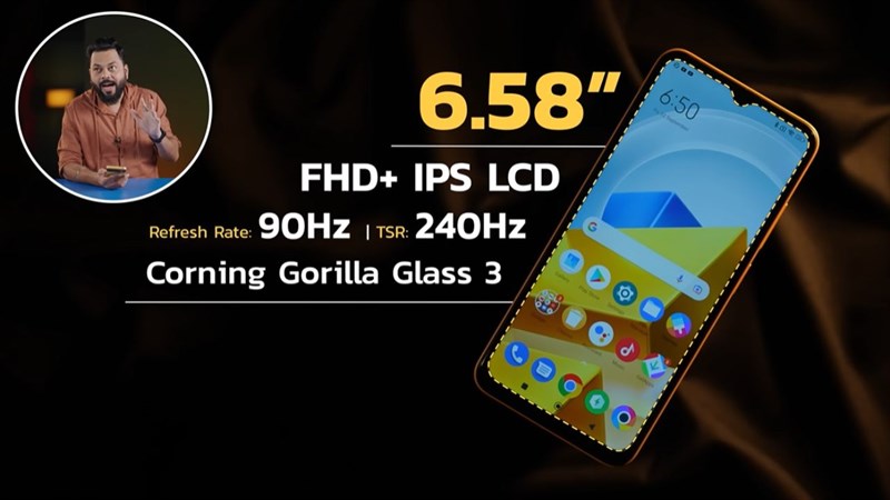  POCO M5 được trang bị màn hình kích thước khá lớn 6.58 inch cùng độ phân giải Full HD+.
