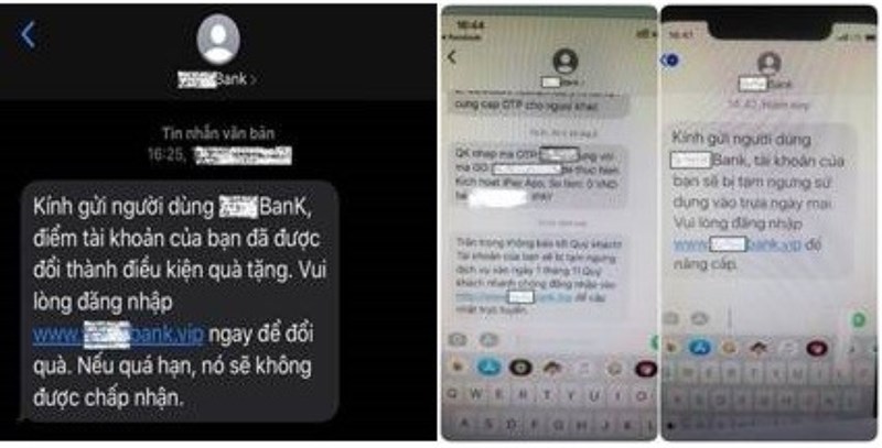 Giả mạo ngân hàng gửi tin nhắn
