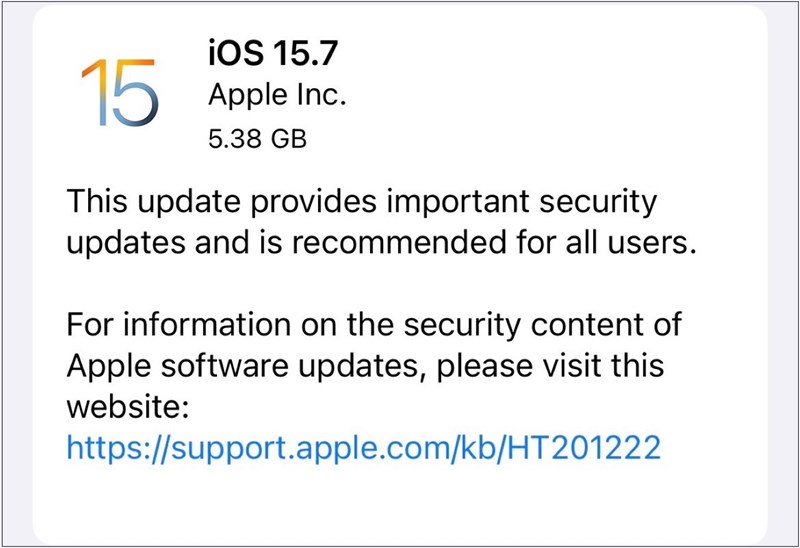 Ảnh minh họa iOS 15.7 Beta 1
