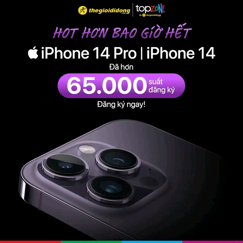 Cán mốc 65.000 lượt đăng ký mua, iPhone 14 Series lập kỉ lục mới tại TopZone