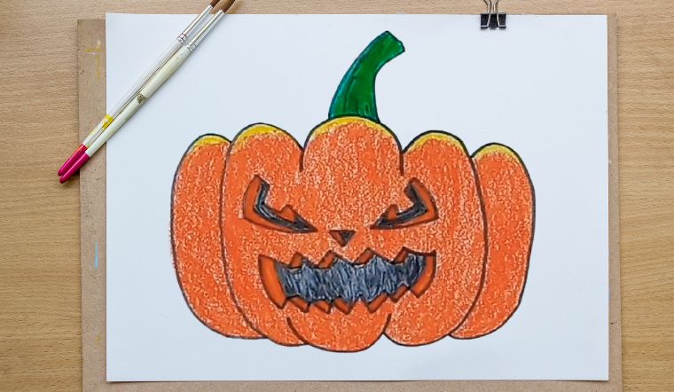 Hướng dẫn cách vẽ trái bí ngô Halloween từng bước đơn giản