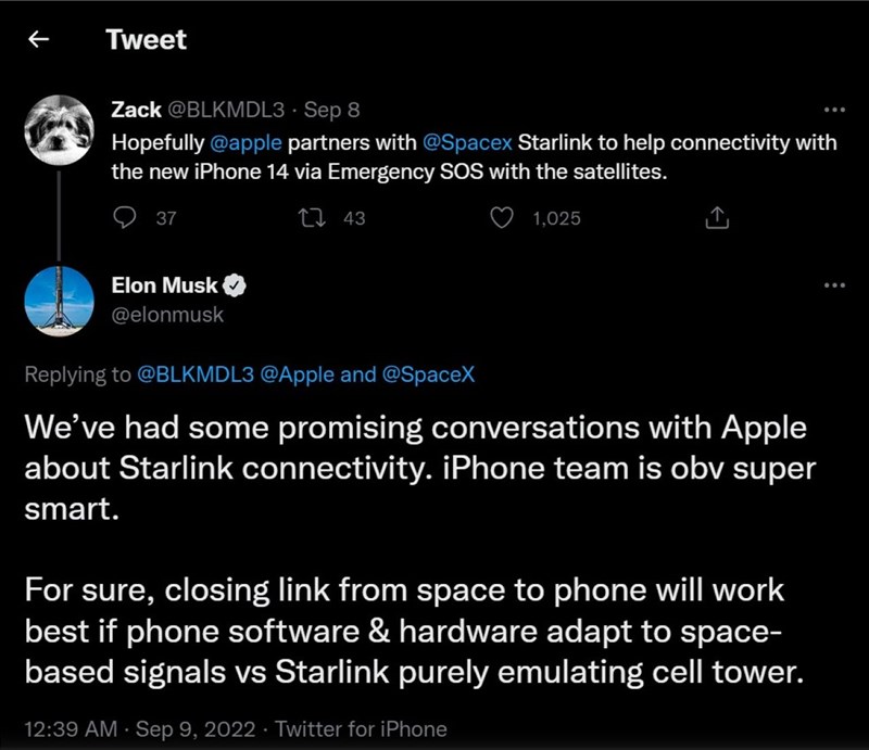 Bài đăng trên Twitter của Elon Musk