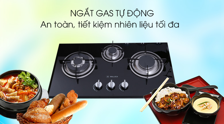 Bếp ga âm Malloca GHG 733B NEW tích hợp ngắt gas tự động