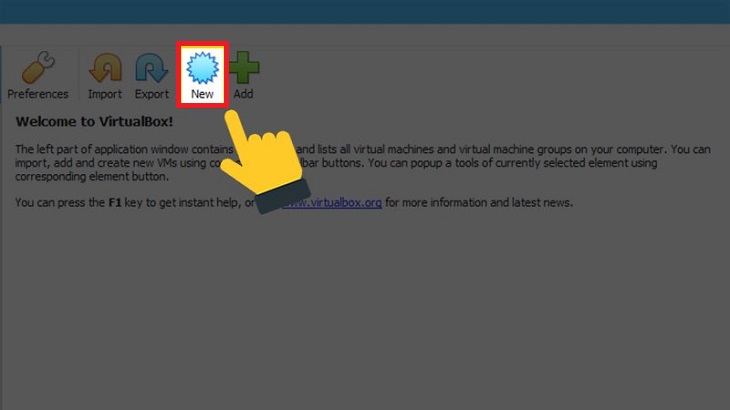 Chọn New để thực hiện tạo máy ảo mới.