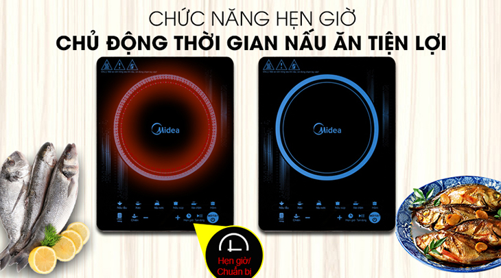 Bếp từ Midea trang bị chức năng hẹn giờ chủ động hơn khi nấu nướng