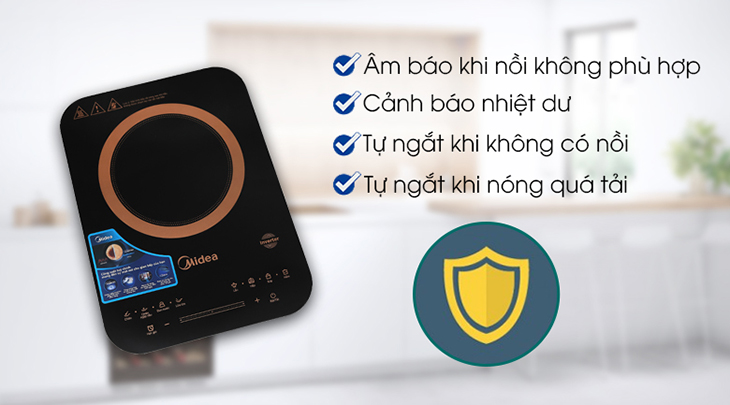 Bếp từ Midea có tính năng cảnh báo mặt bếp nóng đảm bảo an toàn