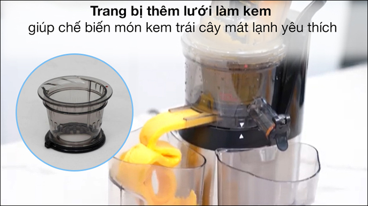 Máy ép chậm Kalite KL-565 trang bị thêm lưới làm kem tiện dụng