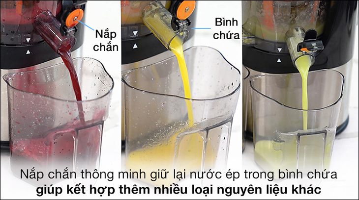 Nắp chắn thông minh sẽ giữ lại nước ép trong bình chứa