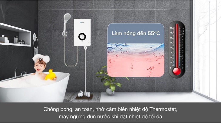 Tự động ngưng làm nóng khi đạt đến mức 55°C