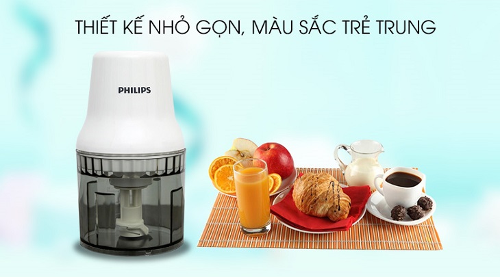 Máy xay thịt Philips HR1393 sở hữu thiết kế khá bắt mắt với kiểu dáng nhỏ gọn