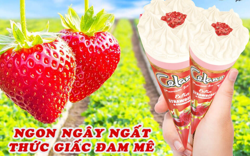 Kem ốc quế dâu Celano Extra cây 125ml (73g)