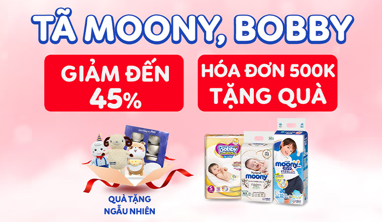  Từ 01/04 - 30/04/2023, tã Bobby, Moony các loại giảm đến 45%