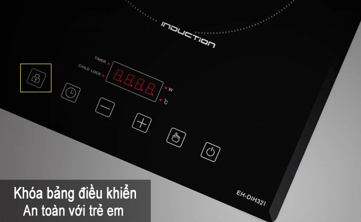 Bếp từ Chefs EH DIH321 có tính năng khóa bảng điều khiển an toàn