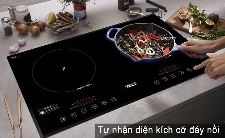 Chefs EH DIH321 có tính năng tự nhận diện kích cỡ đáy nồi