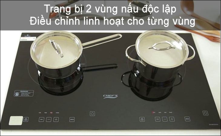 Bếp từ Chefs EH DIH321 trang bị 2 vùng nấu tùy chỉnh công suất