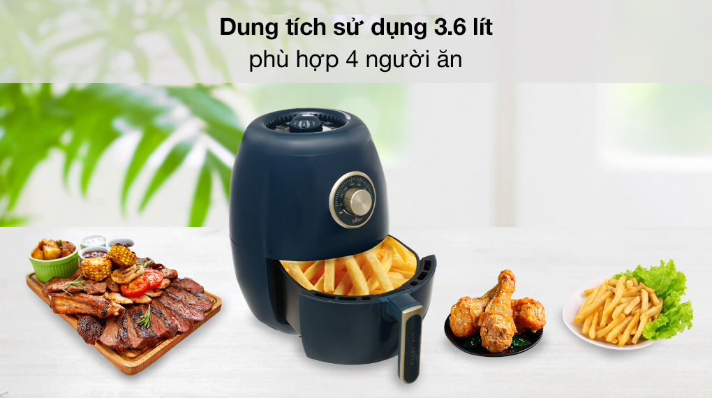 Nồi có dung tích 3.5 lít và có thể chiên nướng được một con gà khoảng 0.8kg tiện lợi Nồi có dung tích 3.5 lít và có thể chiên nướng được một con gà khoảng 0.8kg tiện lợi