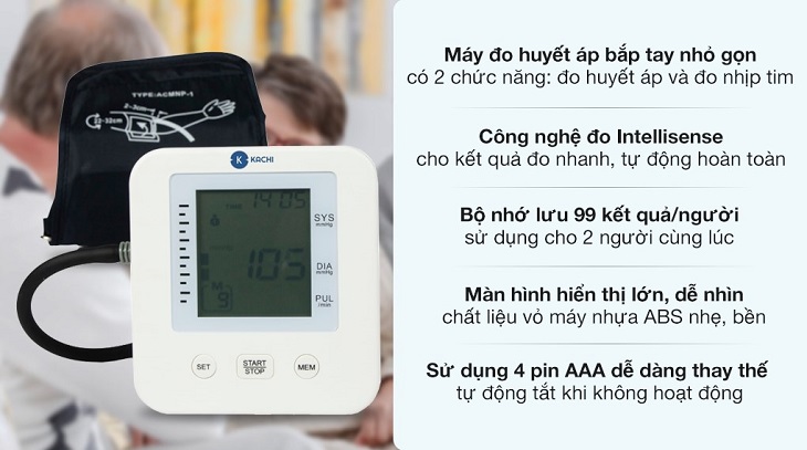 Máy đo huyết áp tự động Kachi MK-293 sở hữu công nghệ đo Intellisense cho ra kết quả nhanh