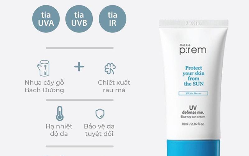 Thành phần có trong kem chống nắng Make P:rem UV Defense Me Blue Ray Sun Cream