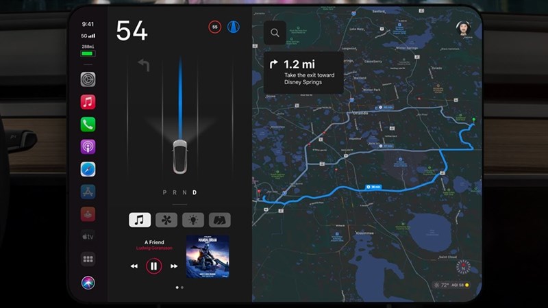 Apple CarPlay trên xe Tesla Motor1 Apple CarPlay trên xe Tesla Motor1