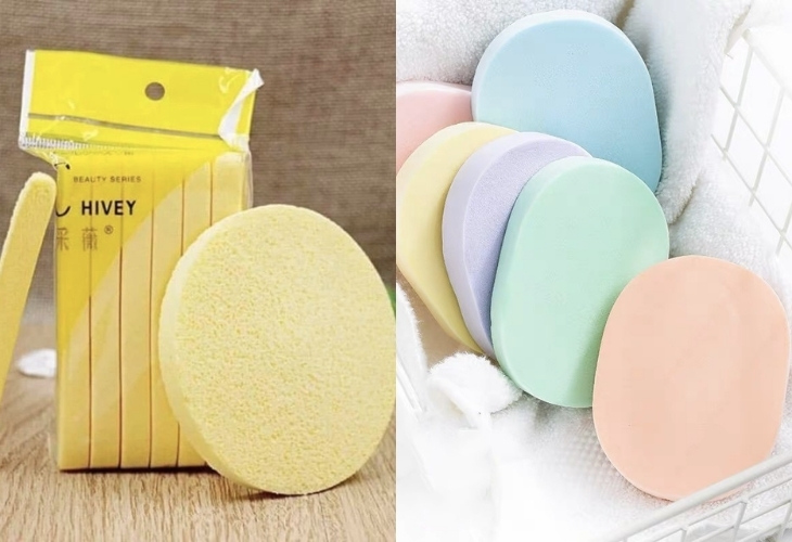 Facial sponges are designed in a round or oval shape