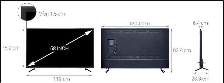 Kích thước và Thiết kế Tivi 58 Inch