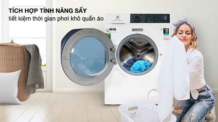 Máy giặt sấy Electrolux tiết kiệm thời gian là ủi áo quần