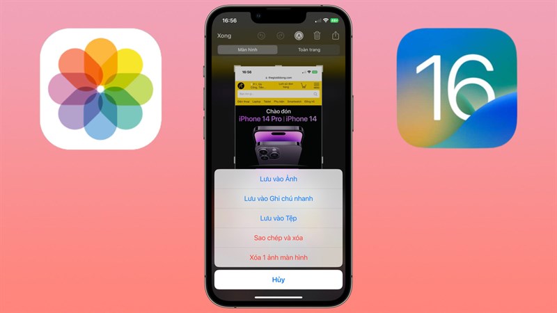 Sao chép, xoá ảnh chụp màn hình iOS 16: Bằng cách sử dụng tính năng sao chép và xoá ảnh chụp màn hình trên iOS 16, bạn có thể quản lý hình ảnh của mình một cách nhanh chóng và dễ dàng. Với tính năng này, bạn có thể lưu lại những bức ảnh đặc biệt và xóa bỏ những bức ảnh không mong muốn chỉ với một cú chạm.