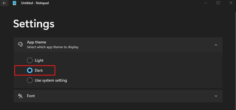 Cách kích hoạt Dark Mode trong Notepad trên Windows