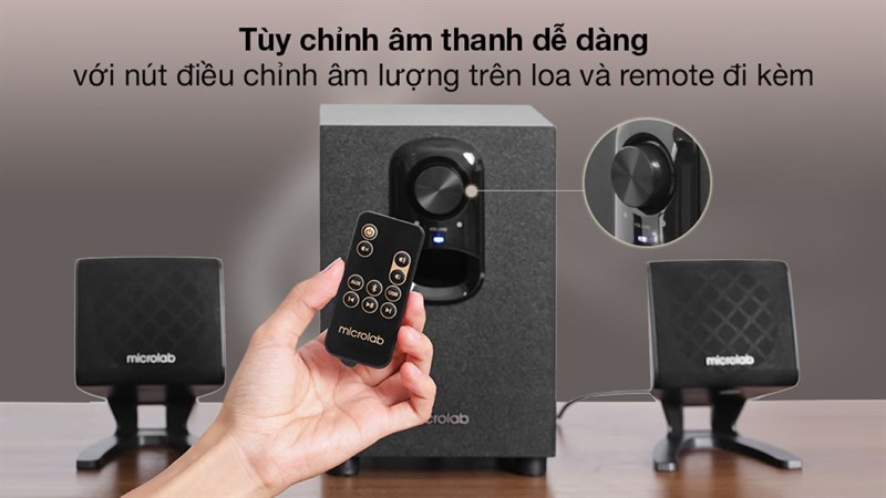 Microlab M118BT còn được hỗ trợ một remote điều khiển từ xa. Microlab M118BT còn được hỗ trợ một remote điều khiển từ xa.