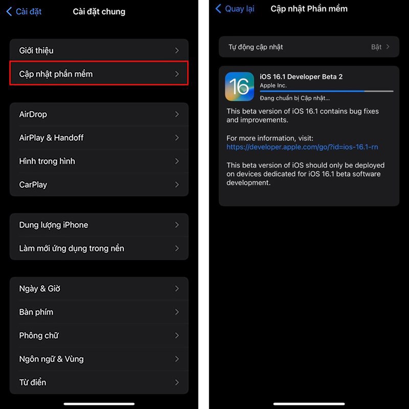 Cách cập nhật iOS 16.1 Beta 2