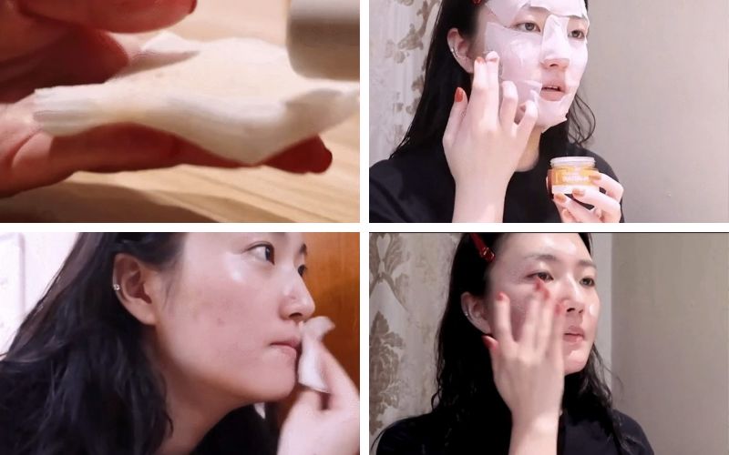 The steps of applying a face mask