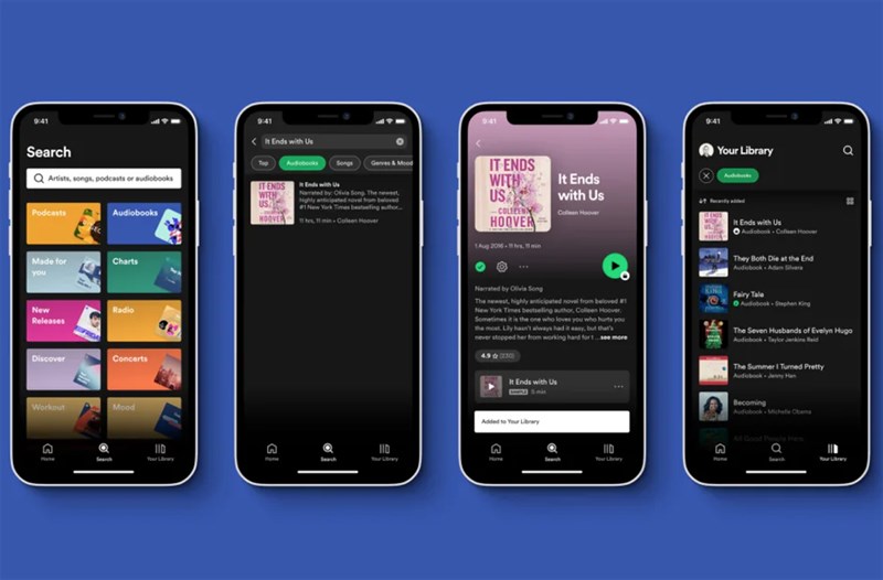 Giao diện thư viện sách trên Spotify Giao diện thư viện sách trên Spotify