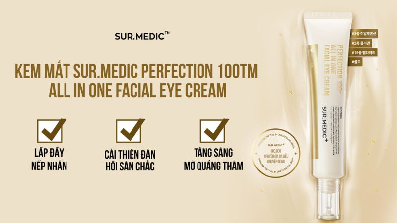 Công dụng kem mắt Sur.Medic+ Perfection 100TM All In One Facial Eye