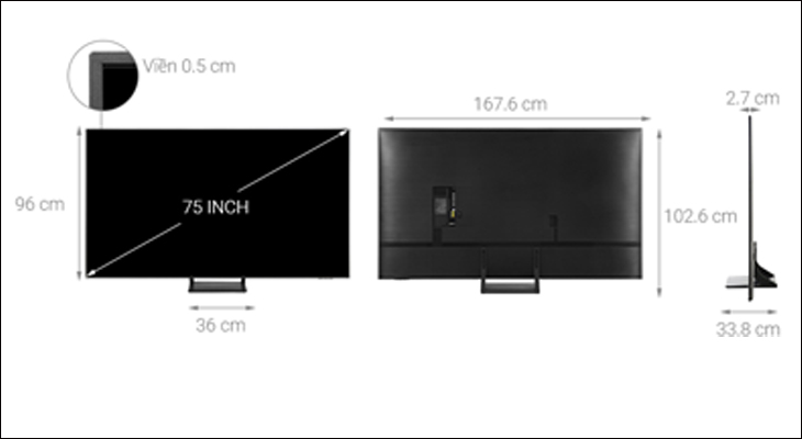 Kích thước Tivi Samsung 75 inch