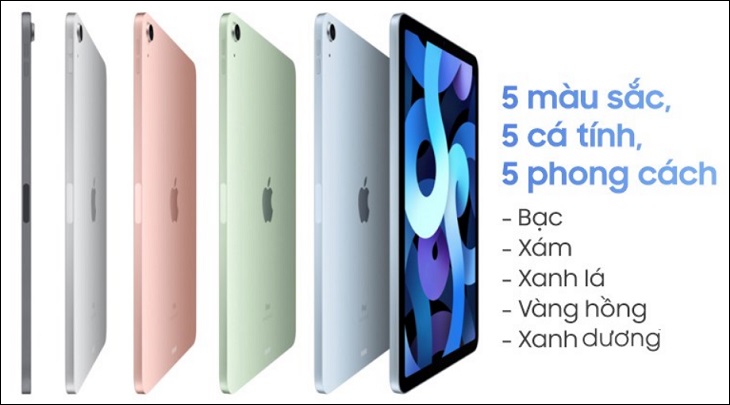 iPad Air 4 đa dạng màu sắc hơn iPad Pro 2018