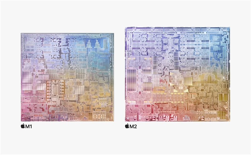 Apple M2 có cải tiến hiệu năng so với chip M1 trước đó. Nguồn: Apple. Apple M2 có cải tiến hiệu năng so với chip M1 trước đó. Nguồn: Apple.