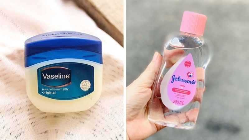 Bộ đôi vaseline và dầu em bé giúp da vùng trắng sáng vượt trội