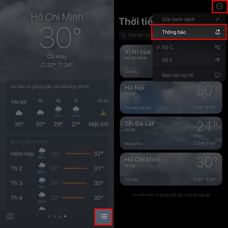 Cách nhận thông báo thời tiết khắc nghiệt trên iOS 16 Cách nhận thông báo thời tiết khắc nghiệt trên iOS 16