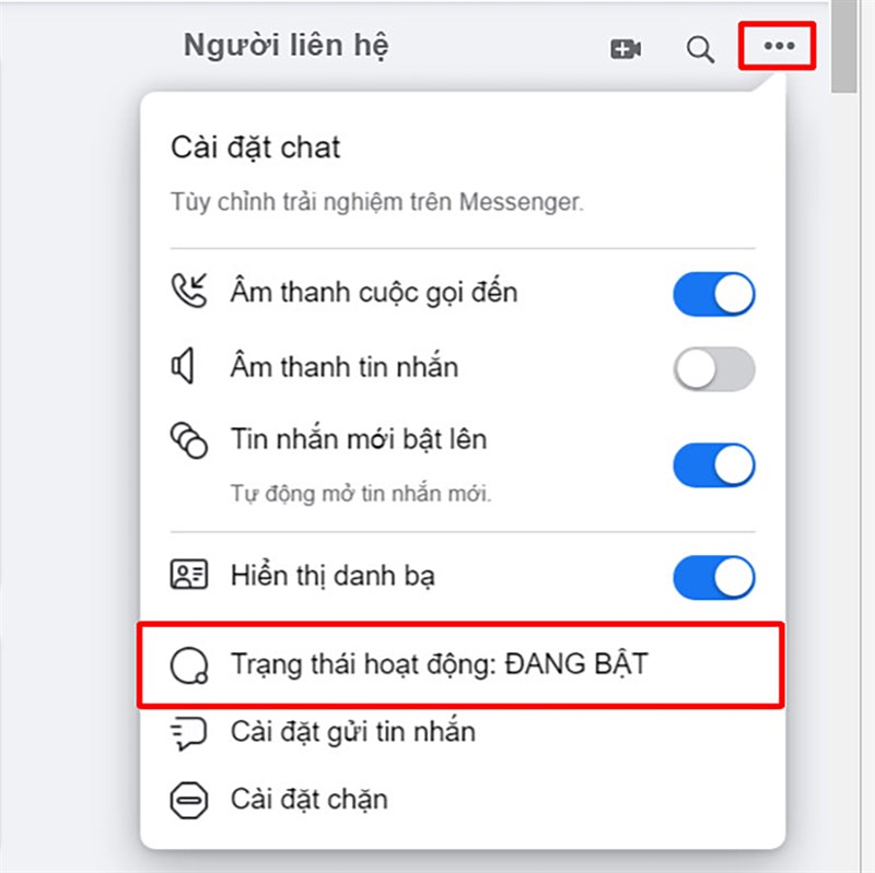 Cách tắt hoạt động Messenger với 1 người