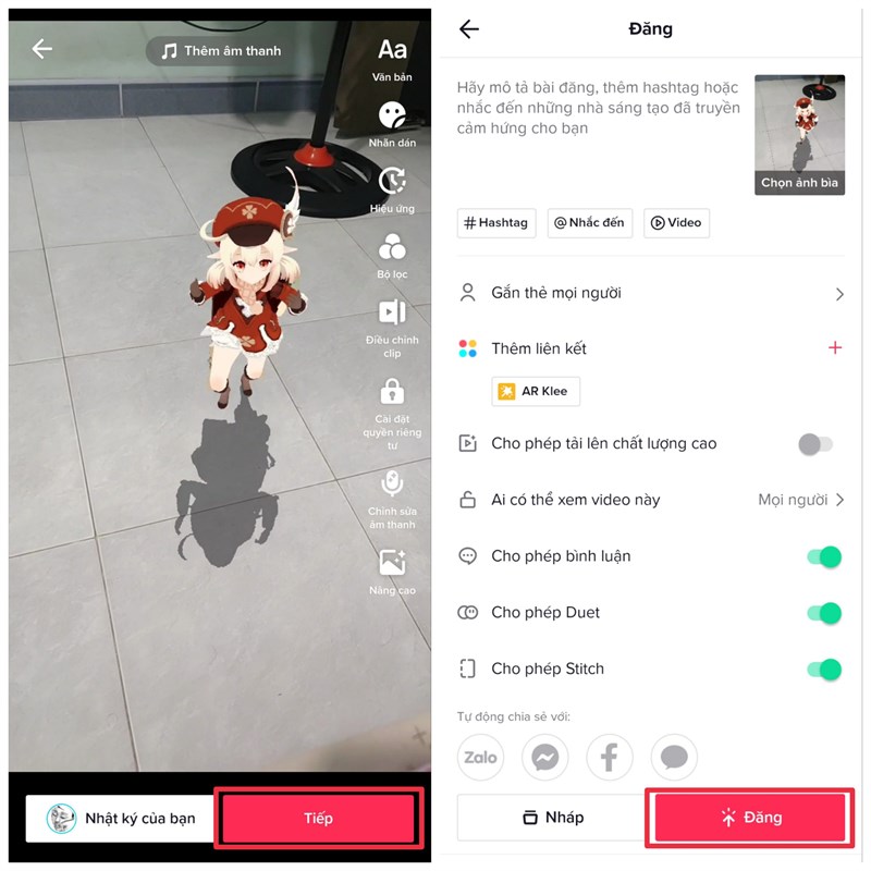 Hướng dẫn bật filter AR Klee của Genshin Impact trên TikTok cực kì đáng yêu