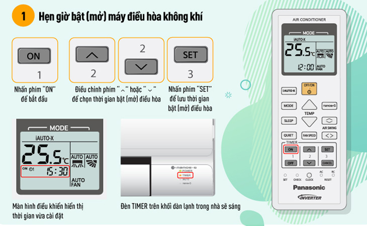 Hướng dẫn cách bật chế độ hẹn giờ điều hòa Panasonic