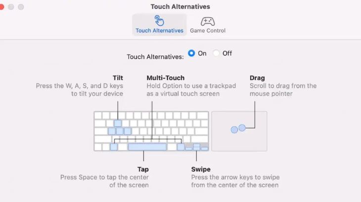 Mô phỏng thao tác khi sử dụng Touch Alternatives