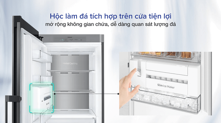 Hộc làm đá tích hợp trên cửa tiện lợi