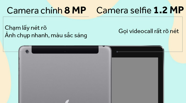 Độ phân giải camera sau và trước của iPad Mini 4 và iPad Air 2 giống nhau