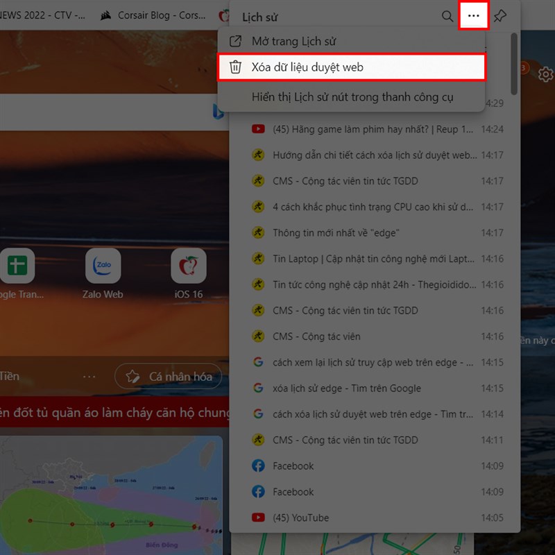Cách xóa lịch sử duyệt web trên Microsoft Edge