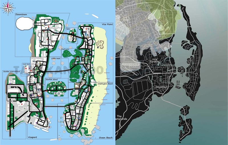 Bản đồ của GTA VI có thể sẽ là sự nối tiếp của thành phố Vice City trong tựa game GTA cùng tên